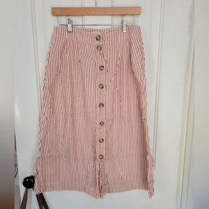 Madewell Striped Midi Skirt with Buttons, Size 4